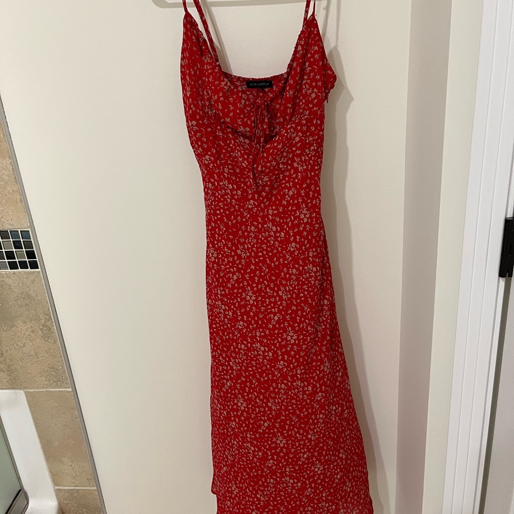 Flower sun dress red size small